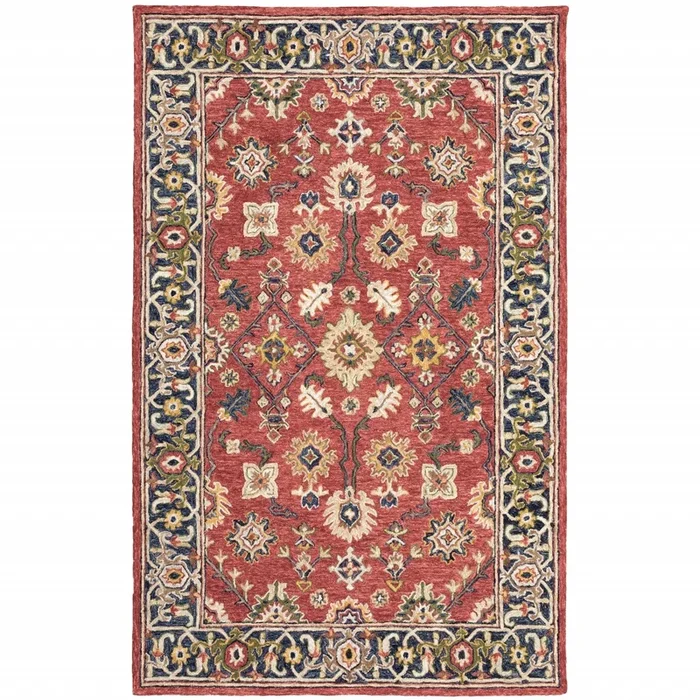 10’X13′ Red And Blue Bohemian Rug