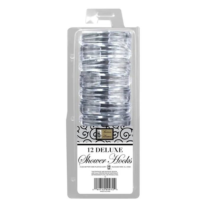 12-Piece Clear Plastic Shower Hooks