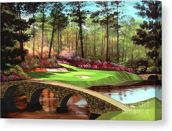 12th hole golden bell Augusta national golf club bridges, 12th, hole Golden Bell Augusta National Canvas Print
