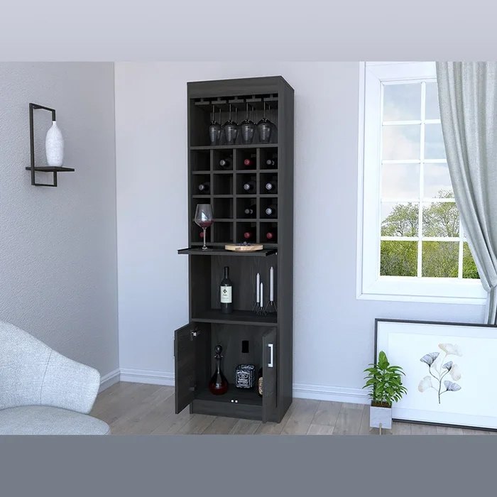 13.3″ Modern Espresso Wine Bar Cabinet with Shelves