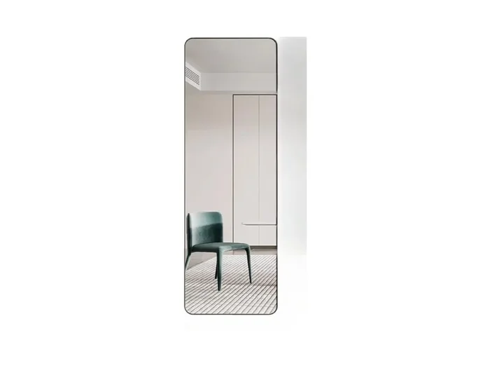 14″x48″ Full-Length Over-the-Door Mirror – Rounded Black Frame