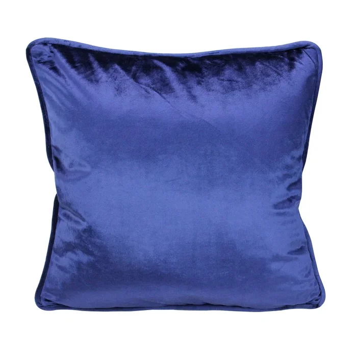 17″ Navy Blue Velvet Plush Velvet Solid Square Throw Pillow with Piped Edging