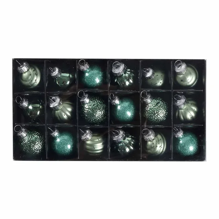 18-Count Dark Green Mix Glass Ornaments, 40mm
