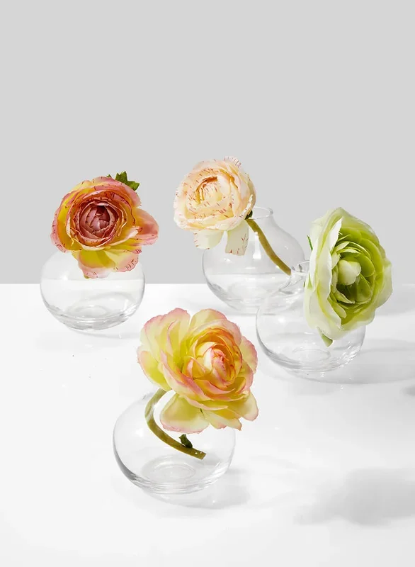 2.75in Tall Pomegranate Glass Bud Vase, Set of 4