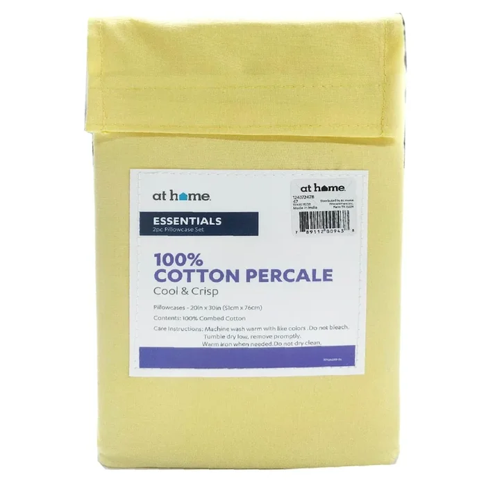 2-Piece Pale Banana 200 Thread Count Essentials Pillowcase Set, Standard