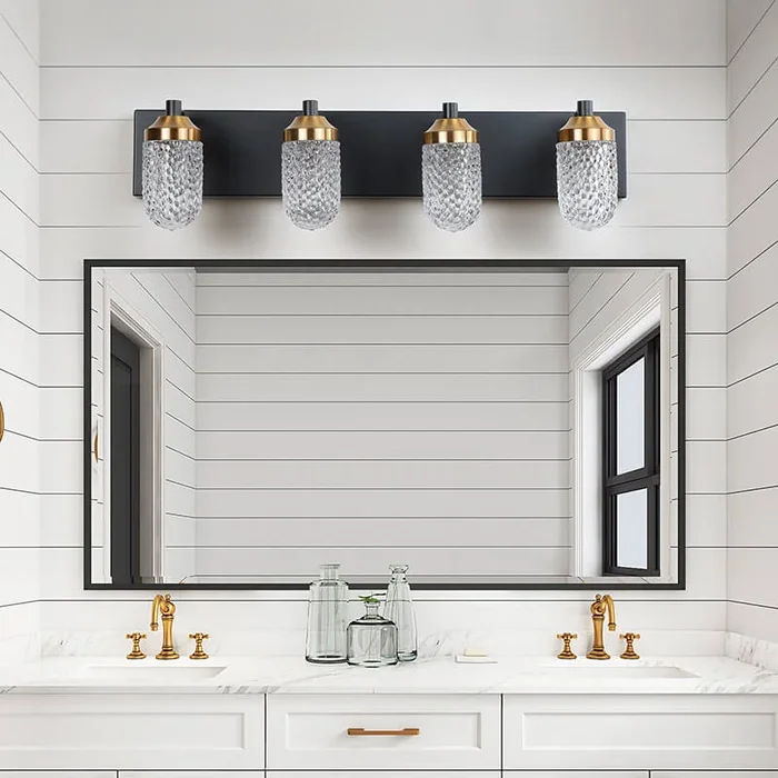 20.8″ Black Gold 4-LED Crystal Vanity Light Fixture