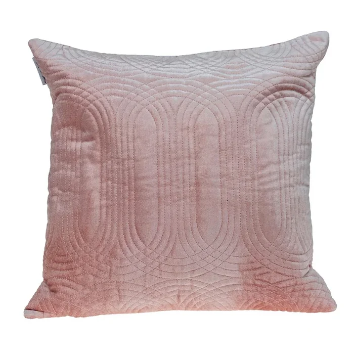 20″ Coral Pink Quilt Stitched Oval Pattern Square Throw Pillow