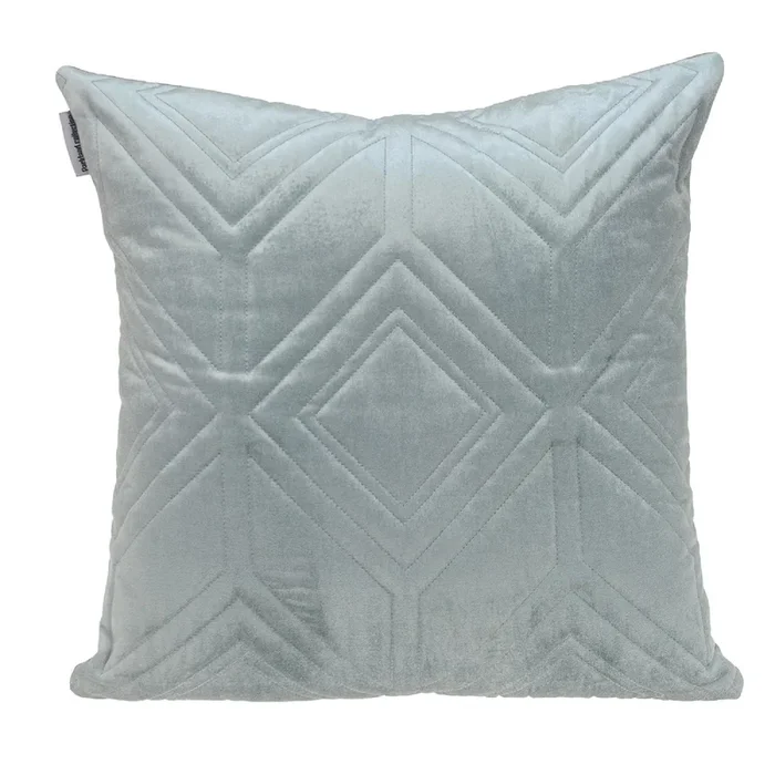 20″ Gray Transitional Quilted Velvet Throw Pillow