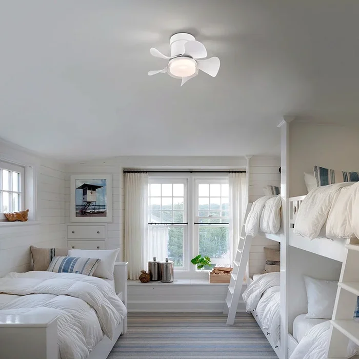 21″ White Ceiling Fan with Light, 3-Color Options & Remote