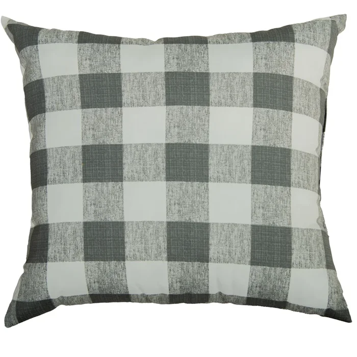 22″x22″ Indoor/Outdoor Pillow, Charcoal Plaid