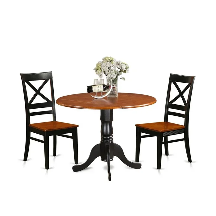 3 PC Kitchen Table set-Dining Table and 2 Wooden Kitchen Chairs