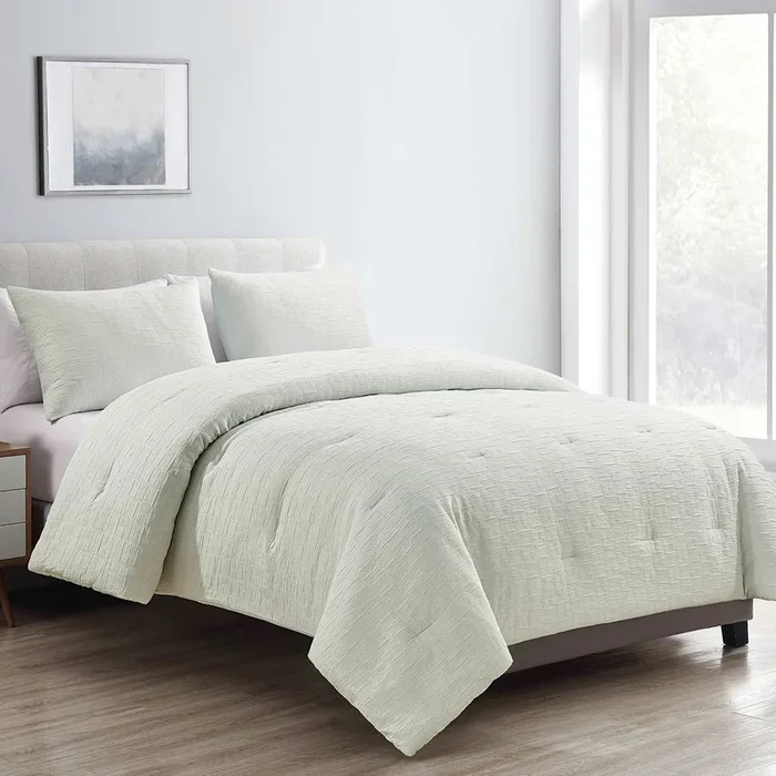 3-Piece Blue Polyester Woven Comforter Set, Full/Queen