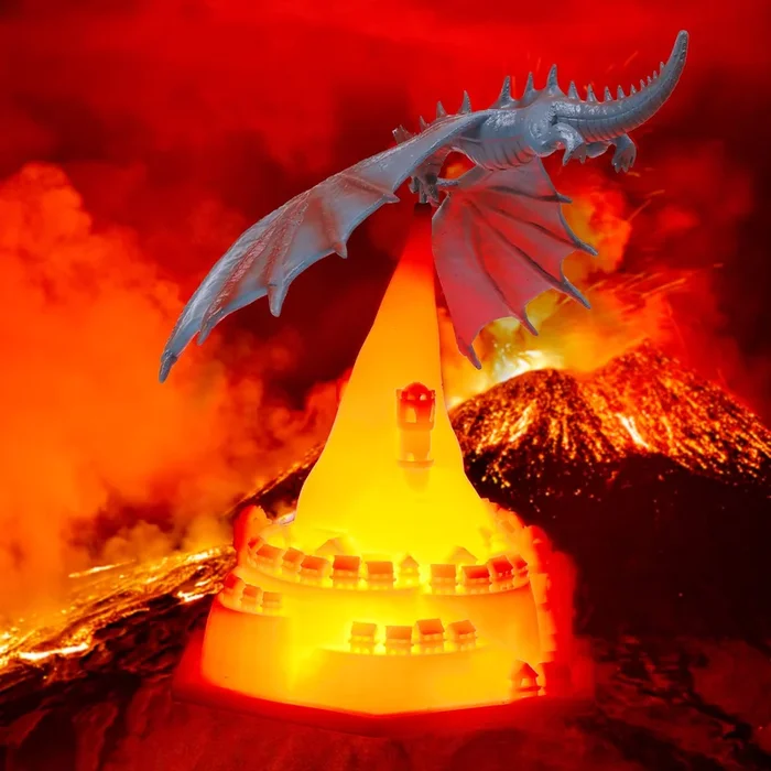 3D Printed LED Fire Dragon Table Lamp – Creative Design
