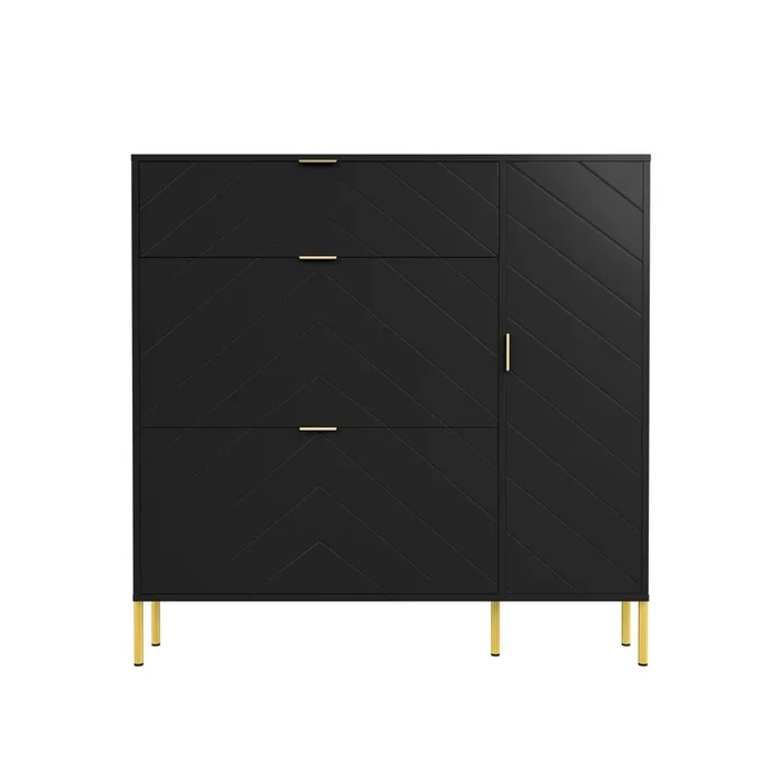 49.21 in. H Wood Shoe Storage Cabinet with Flip-Up Drawers Adjustable Shelf