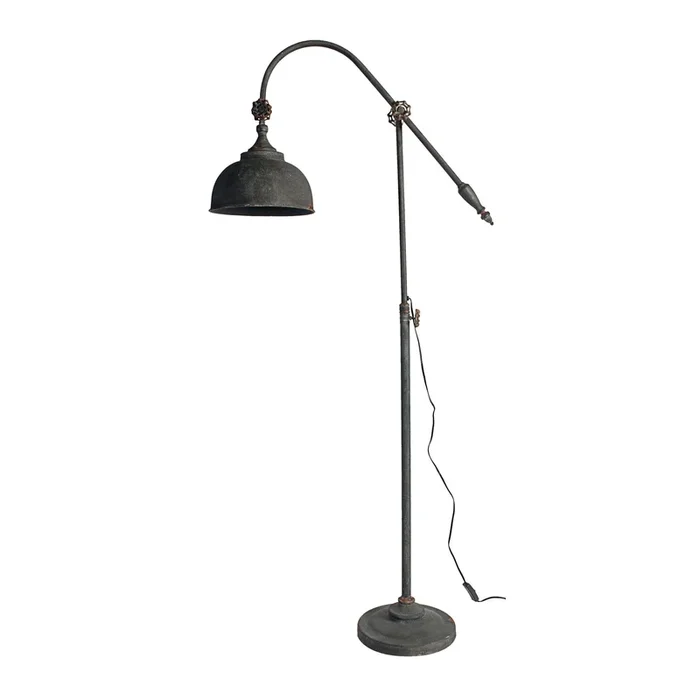 67 Inch Iron Floor Lamp, Adjustable Length Arm, Industrial Antique Black – Benzara