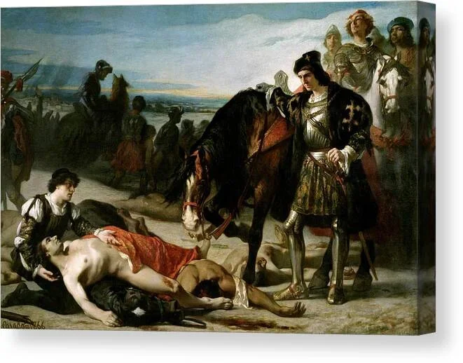 ‘The Two Caudillos’, 1866, Spanish School, Oil on canvas, 256 cm x 382 c… Canvas Print