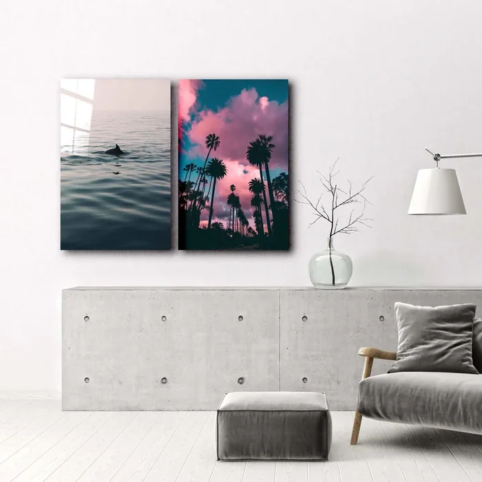 ・”Feel the Ocean-Duo”・Designer’s Collection Glass Wall Art