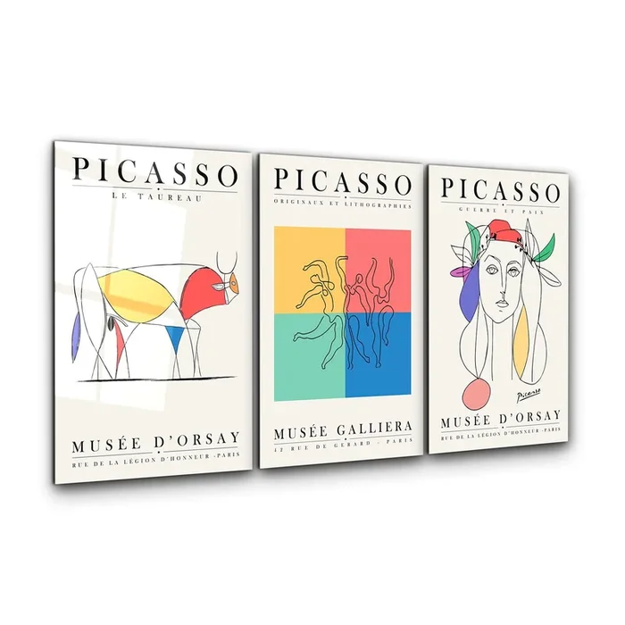 ・”Picasso Classics 1 – Trio”・Glass Wall Art