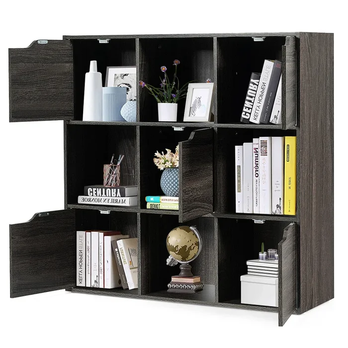 9-Cube Wooden Storage Bookcase with Freestanding Design for Home & Office