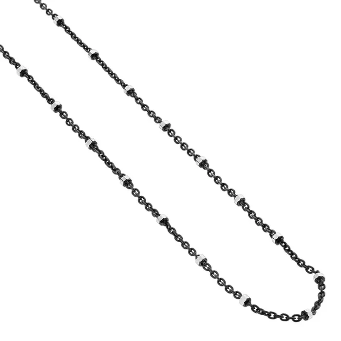 925 Sterling Silver 1mm Black Rhodium Plated Chain Necklace – GC008 – Gem Avenue