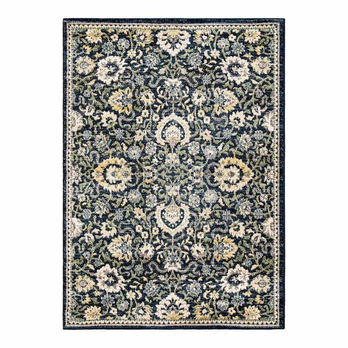 (A519) Olivia Navy Floral Area Rug, 8×10