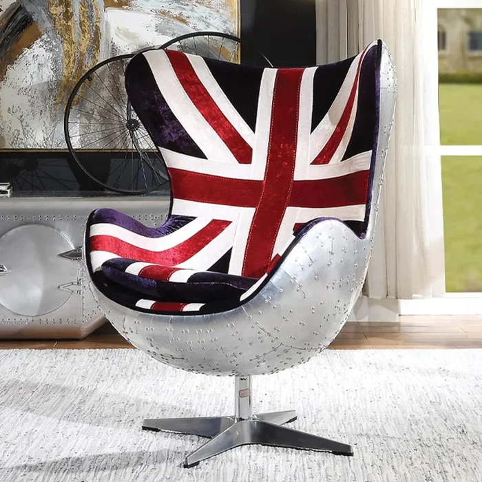Acme Furniture Brancaster 59835 British Flag Accent Chair with Swivel