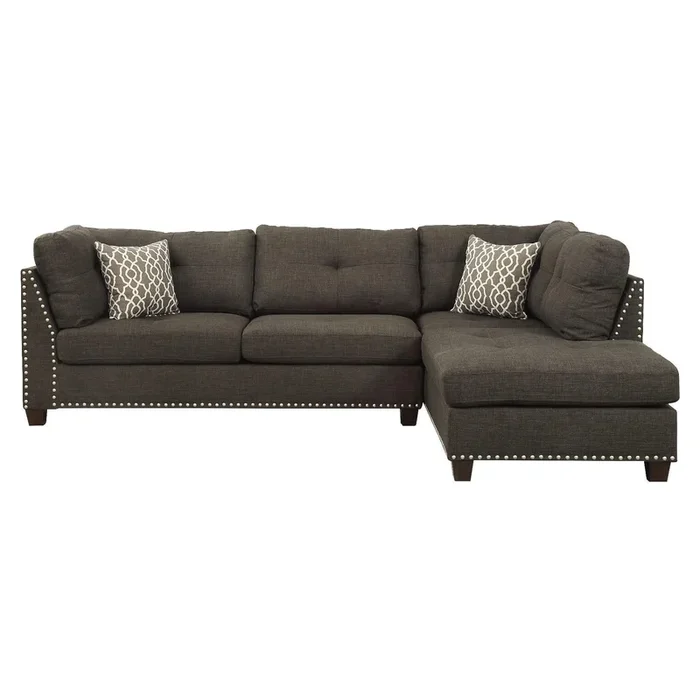 Acme Furniture Laurissa 54375 Sectional Sofa & Ottoman – Light Charcoal