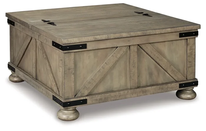 Aldwin – Cocktail Table With Storage – Square – Gray