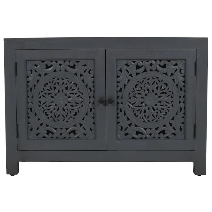 Alex Hamilton Weatherly 2-Door Accent Cabinet with Hand-Carved Doors