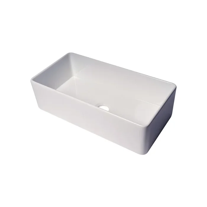 ALFI brand ABF3618 36 White Thin Wall Single Bowl Smooth Apron Fireclay Kitchen Farm Sink