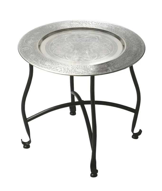 Aluminum Round End Table, Modern Accent Table for Living Room or Bedroom