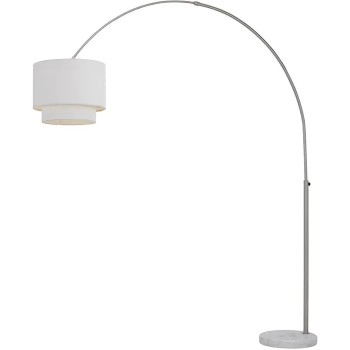 Arched Floor Lamp w/ Fabric Shade, 67″-75″Wx75″-86″H, 16″ Base, 1-100W
