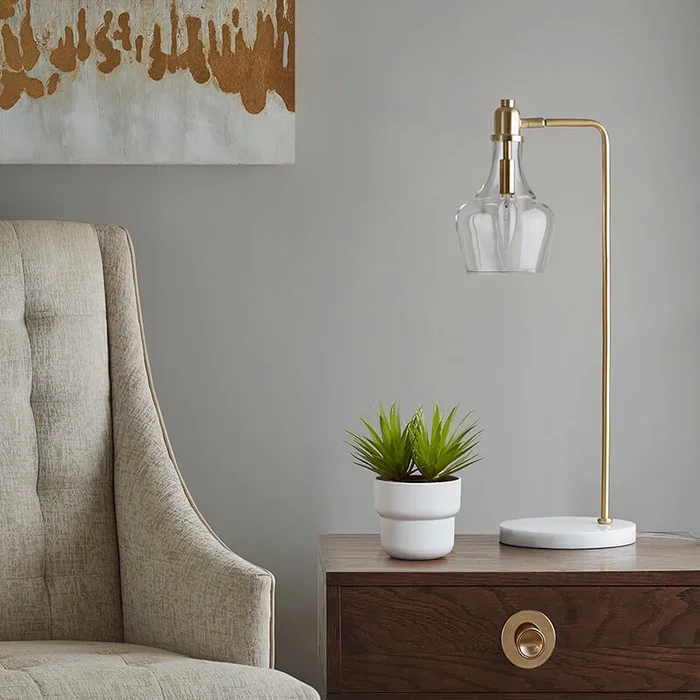 Auburn Gold Table Lamp with 24” Height & Marble Base