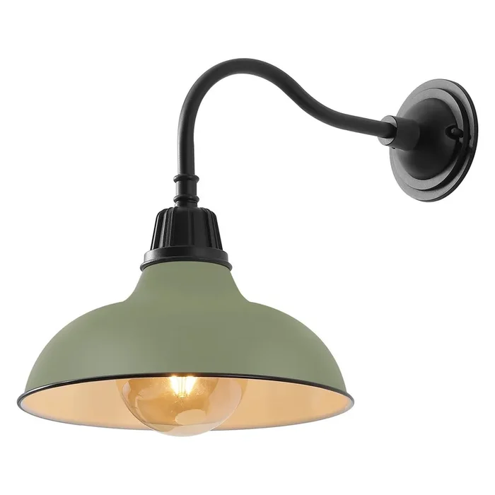 Aurora 12.25″ 1-Light Farmhouse Industrial Indoor/Outdoor Iron LED Gooseneck Arm Outdoor Sconce