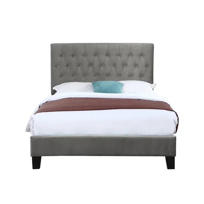 Aurora Tufted Upholstered Bed – Dark Grey