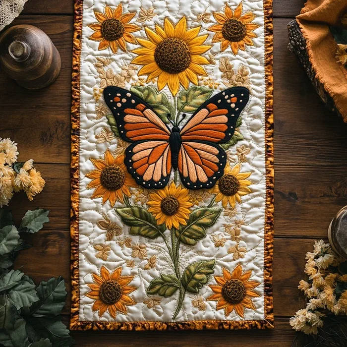 Autumn Butterfly WN0107002CL Quilted Table Runner