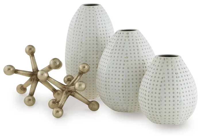 Azerton – Accessory Set (Set of 5) – White / Gold Finish