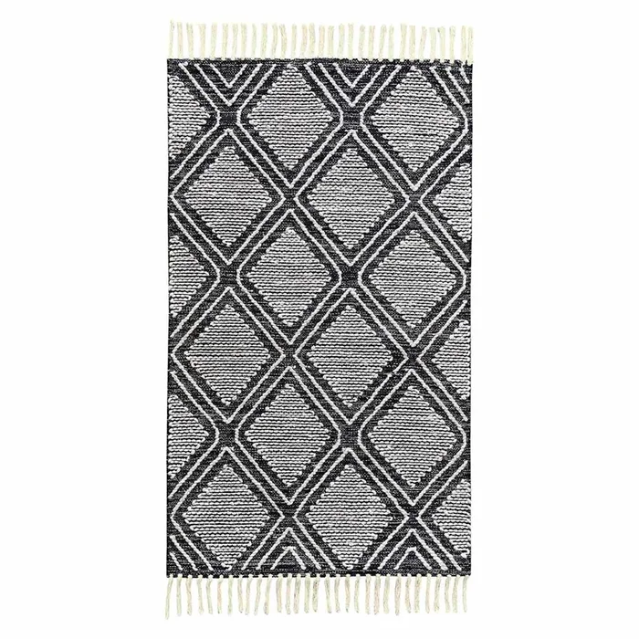 (B709) Goa Black Diamond Design Accent Rug, 3×5