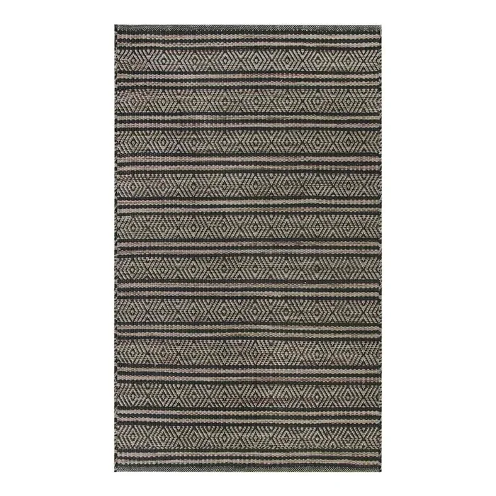 (B722) Honeybloom Kelly Charcoal Grey Flatweave Accent Rug, 3×5