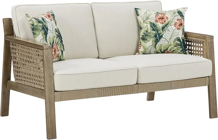 Barn Cove Wicker Loveseat With Cushions