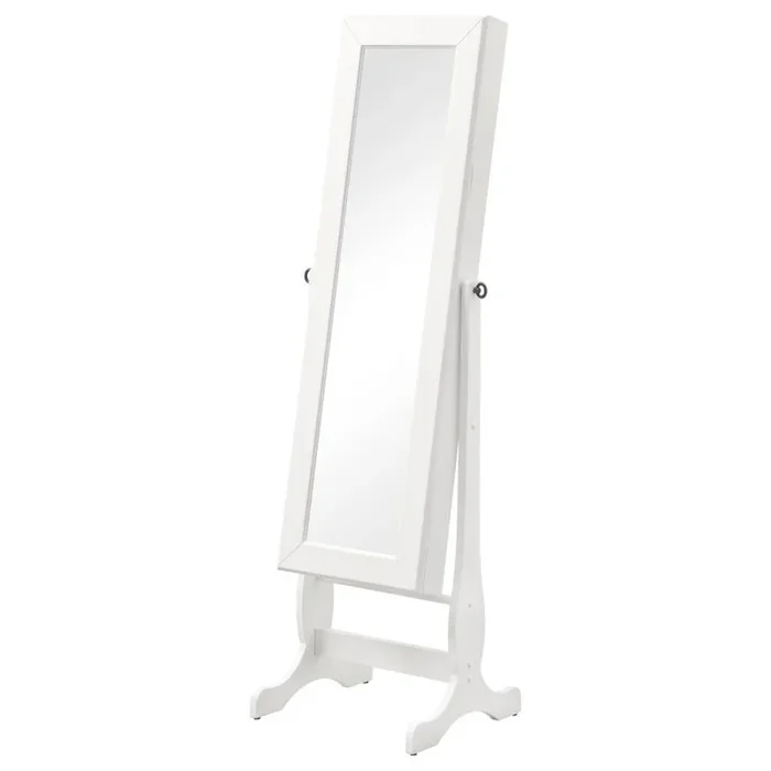 Batista – Cheval Mirror With Jewelry Storage – White
