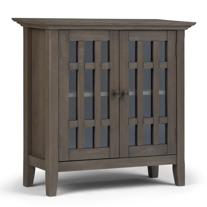 Bedford SOLID WOOD 32 inch Wide Transitional Low Storage Media Cabinet in Farmhouse Grey