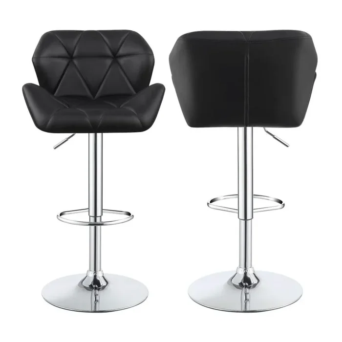 BERRINGTON Upholstered Adjustable Bar Stool Black (Set of 2)