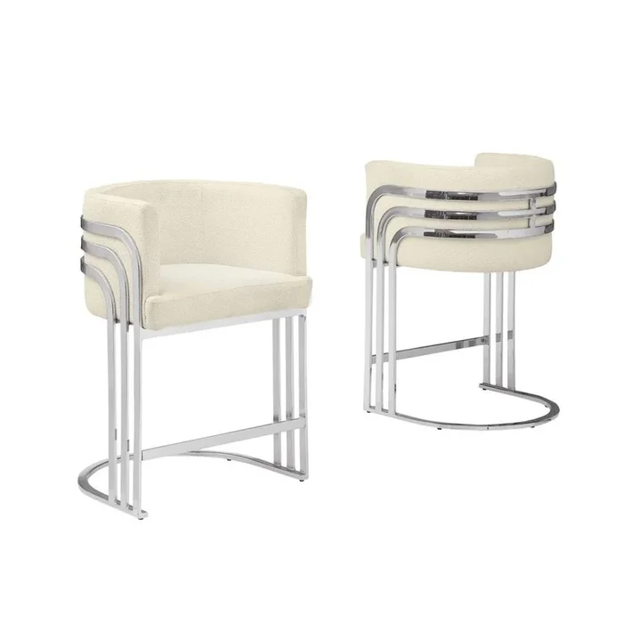Best Quality Furniture Best Quality furniture Cream with silver counter height, Set of two