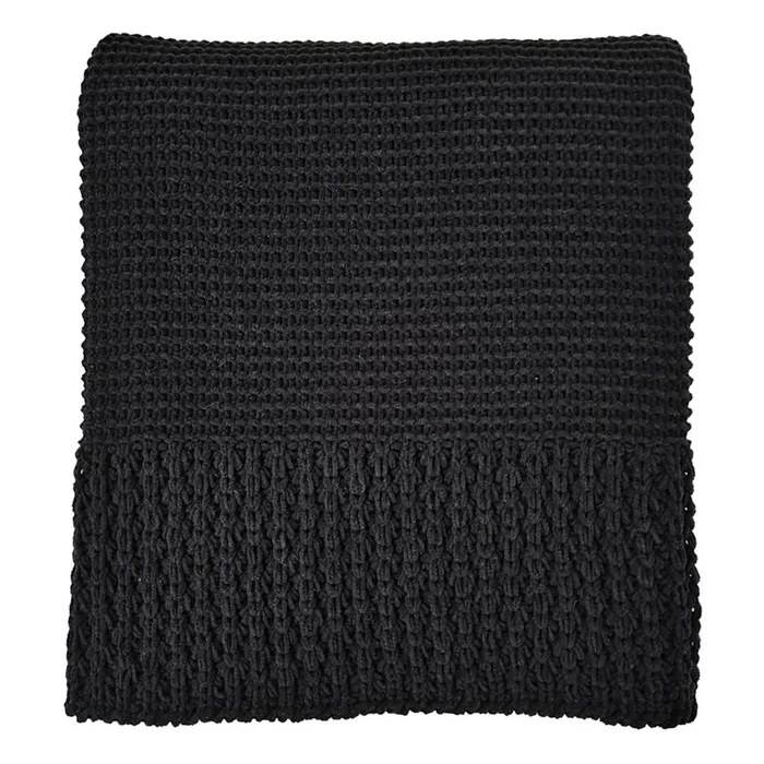 Black Edge Knit Chenille Throw Blanket, 50×60