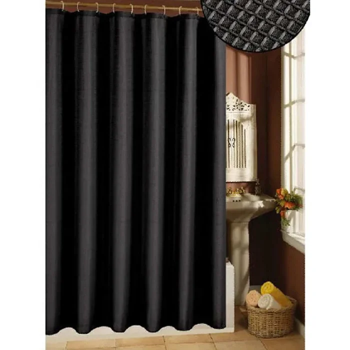 Black Waffle Weave Shower Curtain, 72″