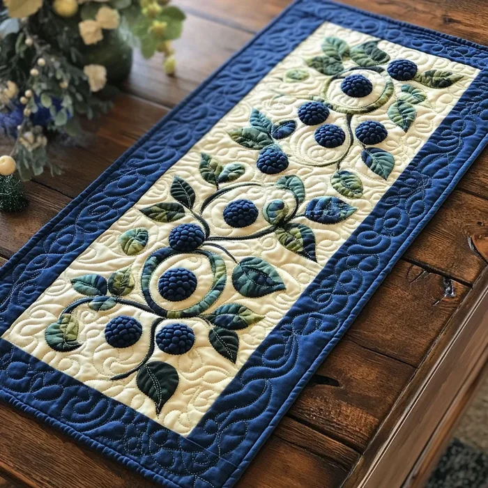 Blueberry Heaven CP0606015CL Quilted Table Runner