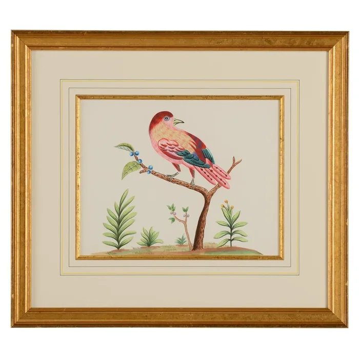 Blushing Berry: Hand-Painted Watercolor in Gold Frame