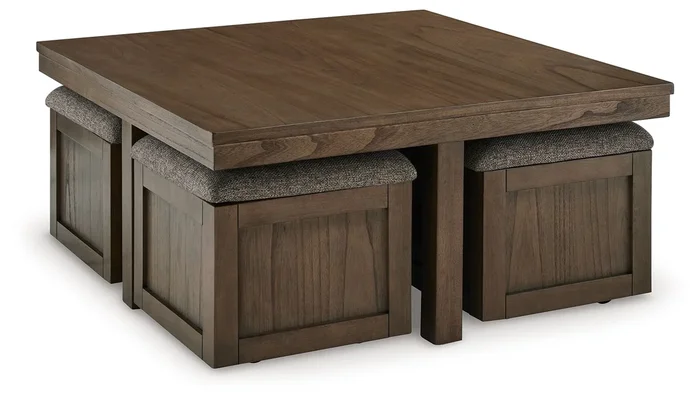 Boardernest – Cocktail Table With 4 Stools (Set of 5) – Brown