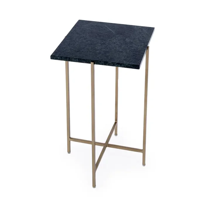 Butler Specialty Nigella Square Marble & Metal Side Table, Green